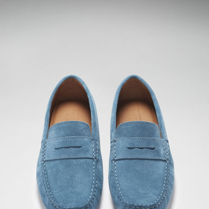 Penny Driving Loafers, Petrol Blue Suede