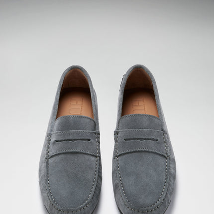 Tyre Sole Penny Driving Loafers, Slate Grey Suede