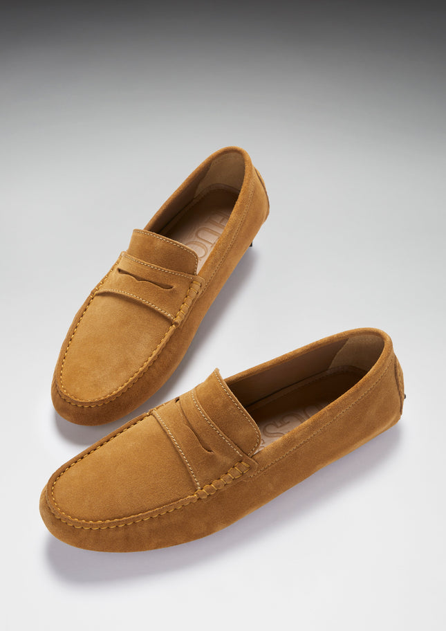 Penny Driving Loafers, Tobacco Suede