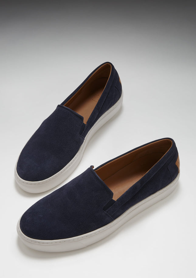 Slip-On Sneakers, Navy Blue Suede