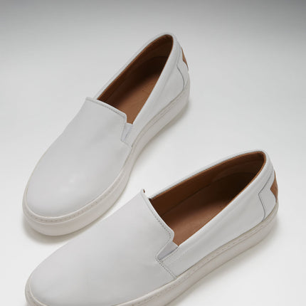 Slip-On Sneakers, White Leather