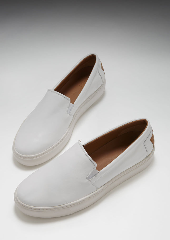 Slip-On Sneakers, White Leather