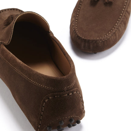 Tasselled Driving Loafers, Brown Suede