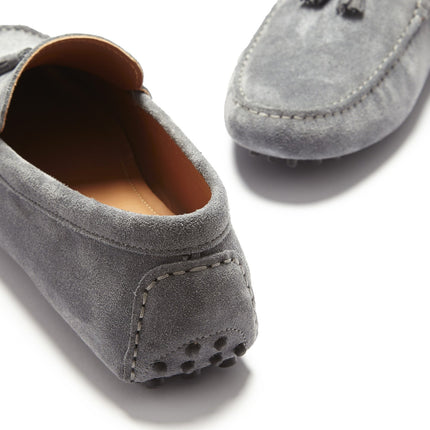 Tasselled Driving Loafers, Slate Grey Suede