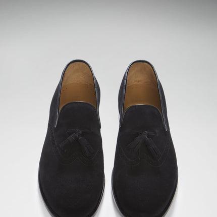 Black Suede Tasselled Brogues, Welted Leather Sole