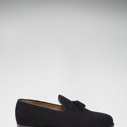 Black Suede Tasselled Brogues, Welted Leather Sole