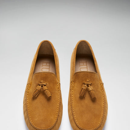 Tasselled Driving Loafers, Tobacco Suede