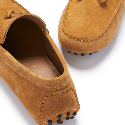 Tasselled Driving Loafers, Tobacco Suede