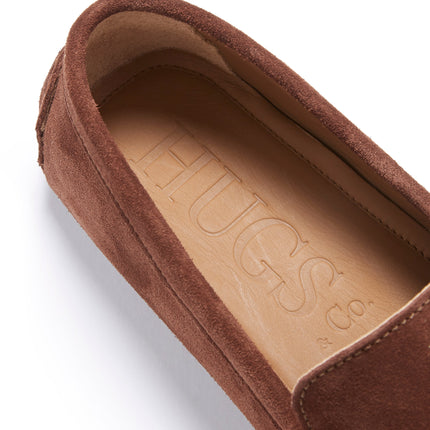 Tasselled Driving Loafers, Mahogany Brown Suede