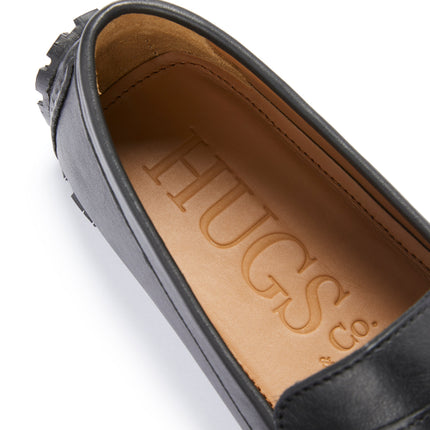 Tyre Sole Penny Driving Loafers, Black Leather