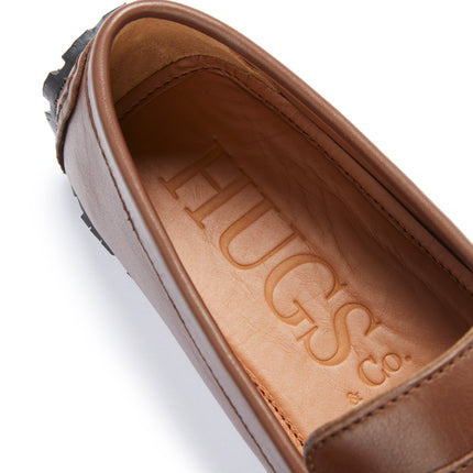 Tyre Sole Penny Driving Loafers, Brown Leather