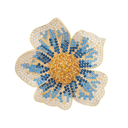 Pansy Flower Blue Ring Gold