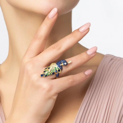 Peacock Cocktail Ring Gold