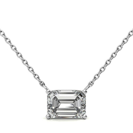 2.00 CTW AGI Certified Lab-Grown Emerald-Cut Diamond Solitaire Pendant in Choice of 14K White or Yellow Gold