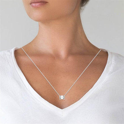 3.00 CTW AGI Certified Lab-Grown Emerald-Cut Diamond Solitaire Pendant in Choice of 14K White or Yellow Gold
