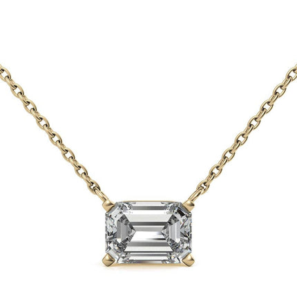 2.00 CTW AGI Certified Lab-Grown Emerald-Cut Diamond Solitaire Pendant in Choice of 14K White or Yellow Gold