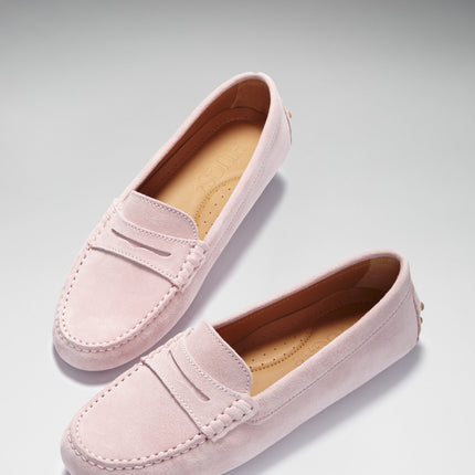 Women's Penny Driving Loafers, Ice Pink Suede