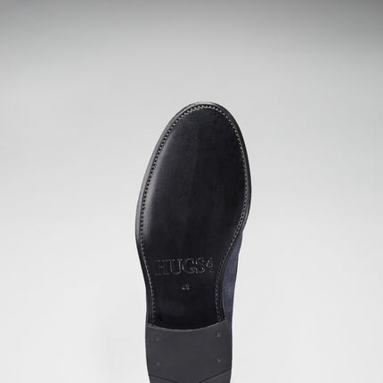 Navy Blue Suede Loafers, Welted Leather Sole