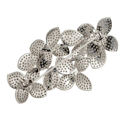Petal Cascading Flower Brooch Silver