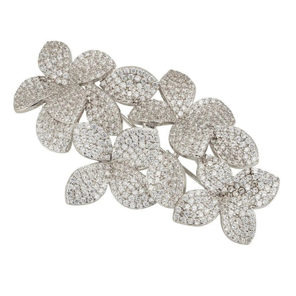 Petal Cascading Flower Brooch Silver