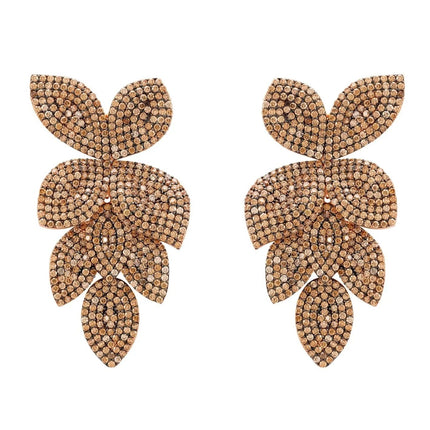 Petal Cascading Flower Earrings Rosegold Champagne