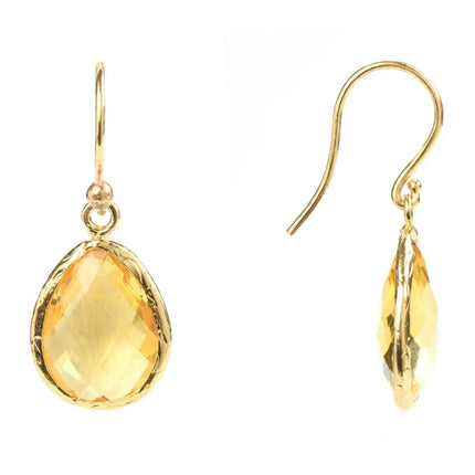 Petite Drop Earrings Citrine Hydro Gold