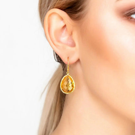 Petite Drop Earrings Citrine Hydro Gold