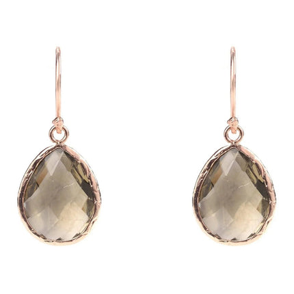 Petite Drop Earrings Smokey Quartz Rosegold