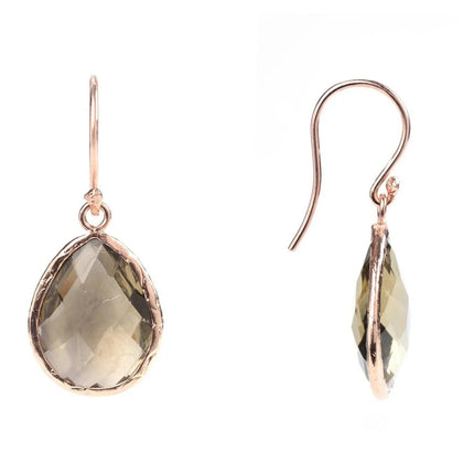 Petite Drop Earrings Smokey Quartz Rosegold