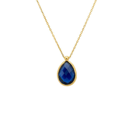 Petite Drop Necklace Gold Sapphire Hydro