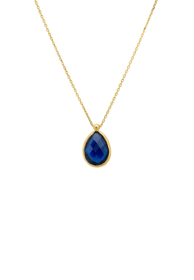 Petite Drop Necklace Gold Sapphire Hydro