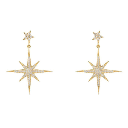 Petite Star Burst Drop Earrings Gold