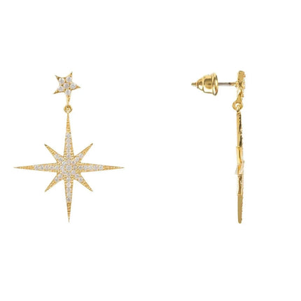 Petite Star Burst Drop Earrings Gold