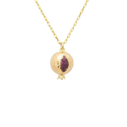 Pomegranate Charm Necklace Gold