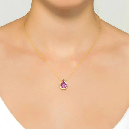 Pomegranate Ruby Pink Pendant Necklace Gold