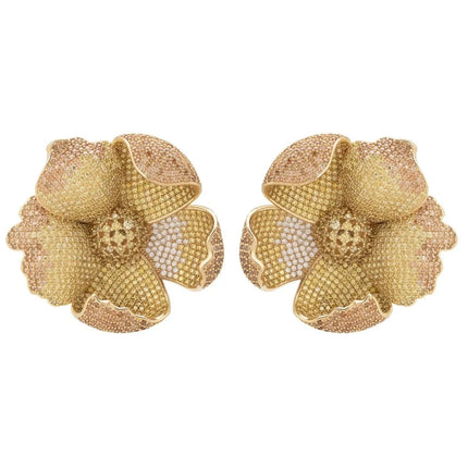 Poppy Flower Lemon Earrings Gold