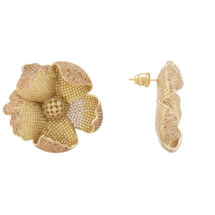 Poppy Flower Lemon Earrings Gold