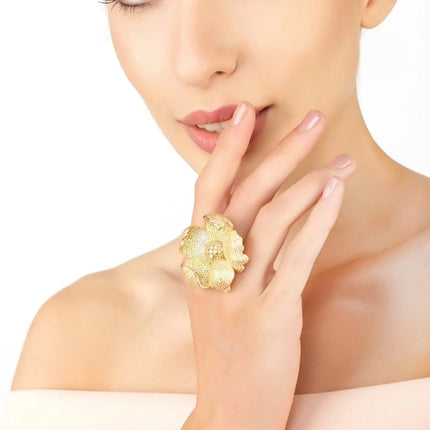 Poppy Flower Lemon Ring Gold