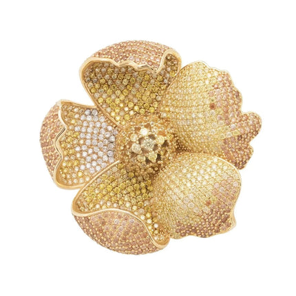 Poppy Flower Lemon Ring Gold