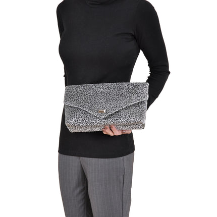 Leopard Silver Envelope Clutch