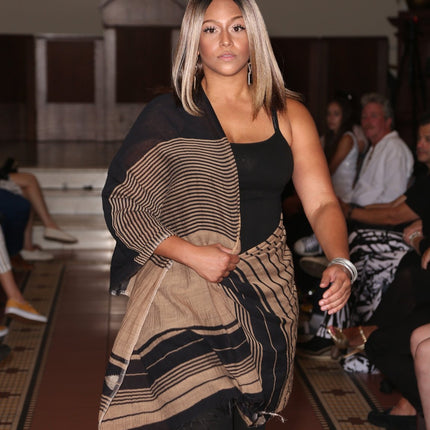 One of a Kind Handwoven Black and Gold Silk Shawl - Limited Edition