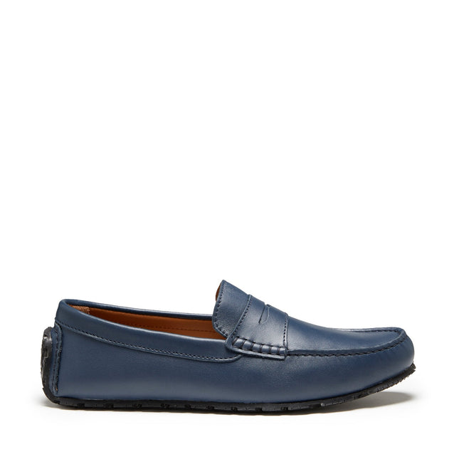 Tyre Sole Penny Driving Loafers, French Navy Leather