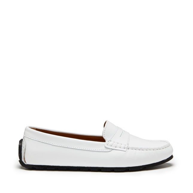 Women's Tyre Sole Penny Loafers, White Leather