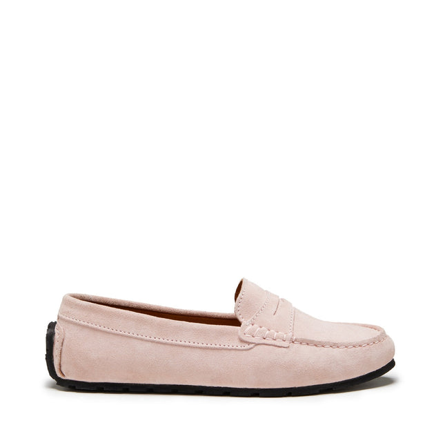 Women's Tyre Sole Penny Loafers, Ice Pink Suede