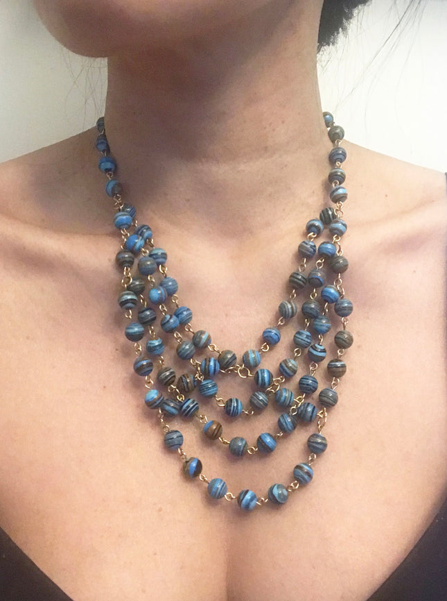 Stripe Turquoise Statement Necklace