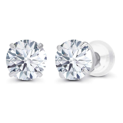 2CTW Created Moissanite Stud Earrings (G-Vs) in Choice of 14K White Gold or Yellow Gold