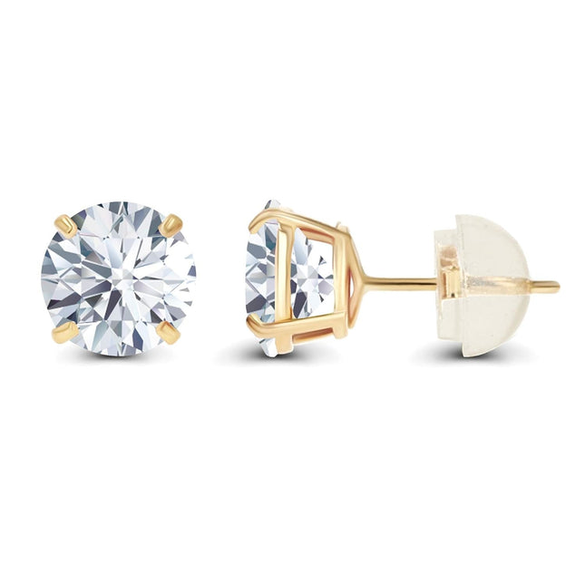 2.00 CTW AGI Certified  Lab-Grown Diamond Stud Earrings in 14K Yellow Gold | G Color VS Clarity | USA Handcrafted Fine J