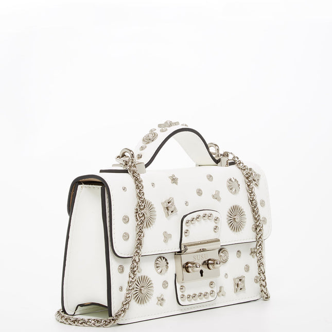 White Purse Small Leather Crossbody Bag