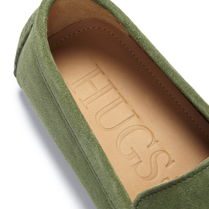 Tasselled Driving Loafers, Safari Green Suede