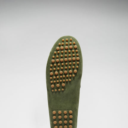 Tasselled Driving Loafers, Safari Green Suede
